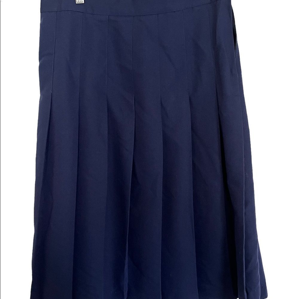 NYCC Vintage Woman’s Skirt Sz 14 Navy Blue Pleated Zipper Schoolgirl Y2K